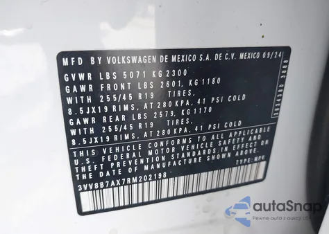 2024 Volkswagen Tiguan 2.0T Se R-Line Black z USA, uszkodzony, nr VIN 3VV8B7AX7RM202198